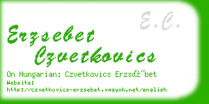 erzsebet czvetkovics business card